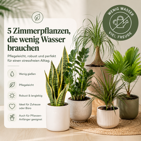 5 Zimmerpflanzen, die wenig Wasser brauchen