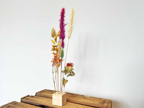 Getrockneter Blumenständer aus Holz - S - Blumen und Kräuter + Getrocknetes Blumenarrangement